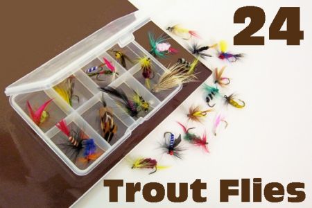 A Starter pack of 24 TROUT FLIES.
