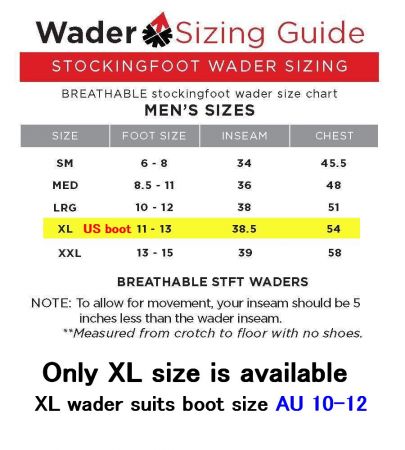 Compass 360 Waders Size Chart