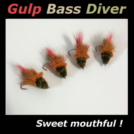 FLY - 4 GULP BASS DIVERS - TAN