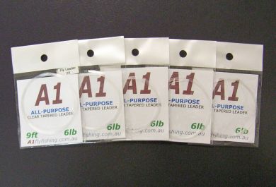 A1 Fly Leaders - 9ft / 6lb, 9lb, 12lb, 15lb or 20lb  - 5Pack
